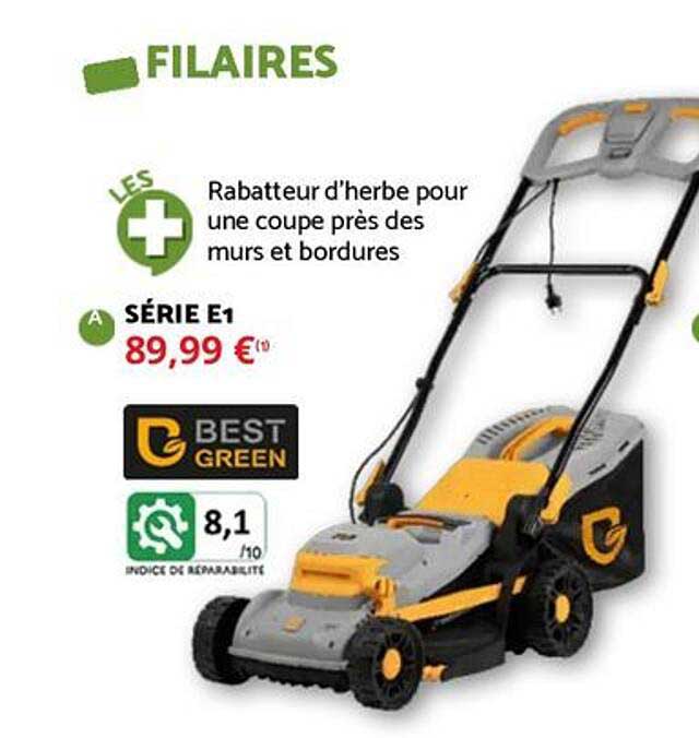 Rabatteur d’herbe pour une coupe près des murs et bordures