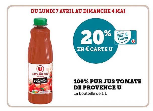 100% PUR JUS TOMATE DE PROVENCE U