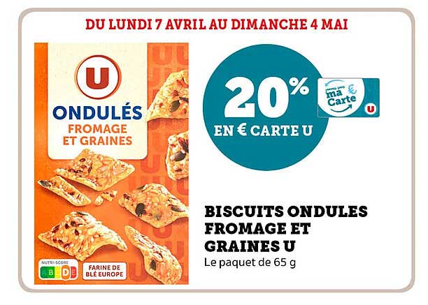 BISCUITS ONDULÉS FROMAGE ET GRAINES U