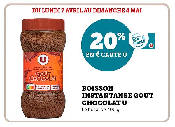 BOISSON INSTANTANEE GOUT CHOCOLAT U