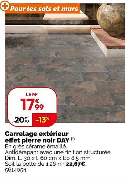 Carrelage extérieur effet pierre noir DAY