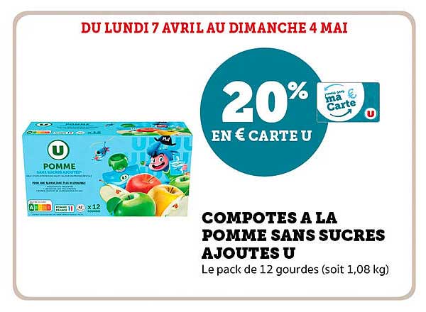 COMPOTES A LA POMME SANS SUCRES AJOUTES U