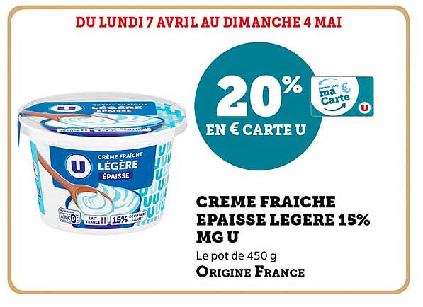 CREME FRAICHE EPAISSE LEGERE 15% MG U