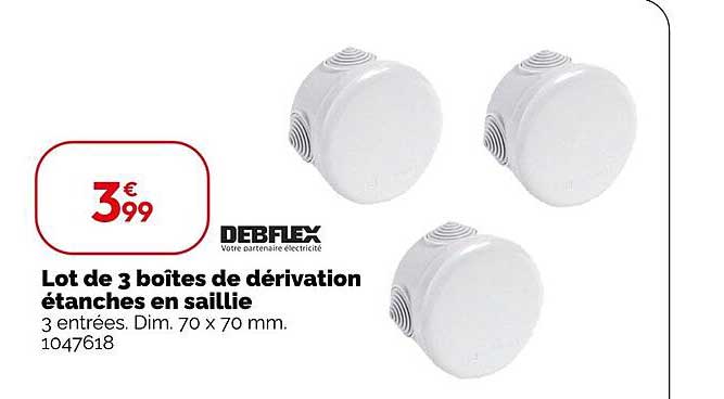 Lot de 3 boîtes de dérivation étanches en saillie