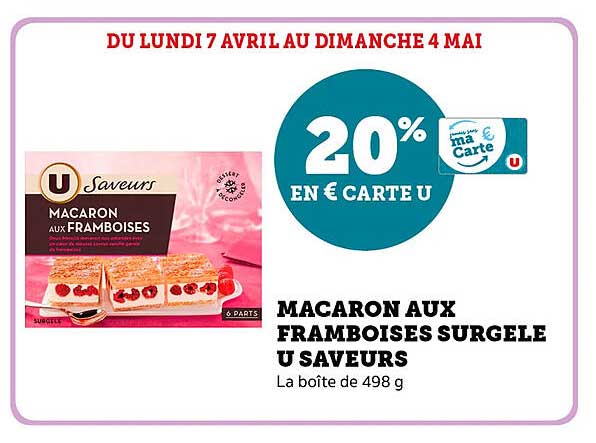 MACARON AUX FRAMBOISES SURGELE U SAVEURS