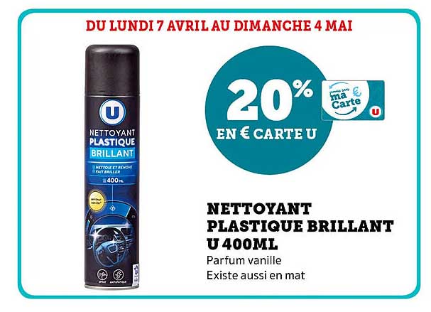 NETTOYANT PLASTIQUE BRILLANT U 400ML