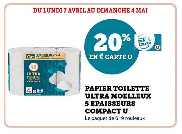 PAPIER TOILETTE ULTRA MOELLEUX 5 EPAISSEURS COMPACT U