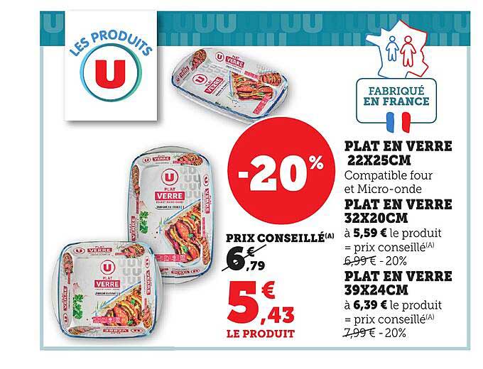 Plat en verre 22x25cm -20%