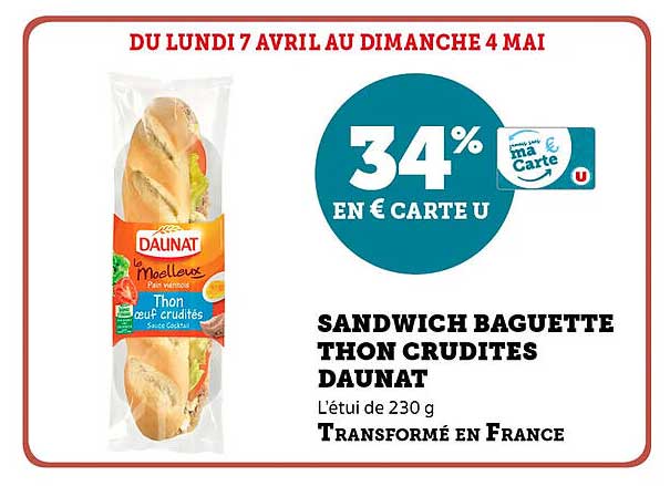 SANDWICH BAGUETTE THON CRUDITES DAUNAT
