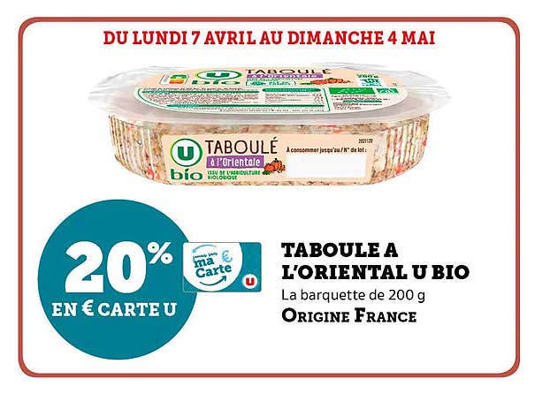 TABOULE À L'ORIENTAL U BIO