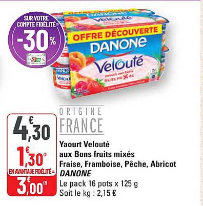 Yaourt Velouté aux Bons fruits mélangés