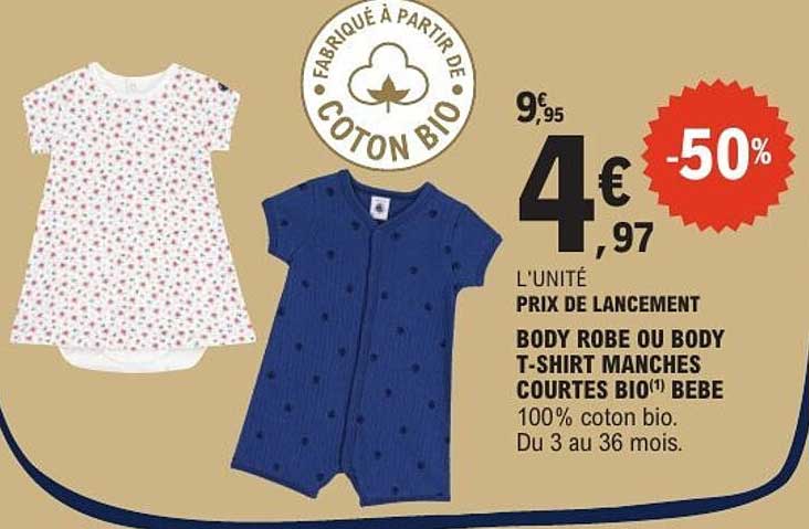 BODY ROBE OU BODY T-SHIRT MANCHES COURTES BIO(1) BEBE