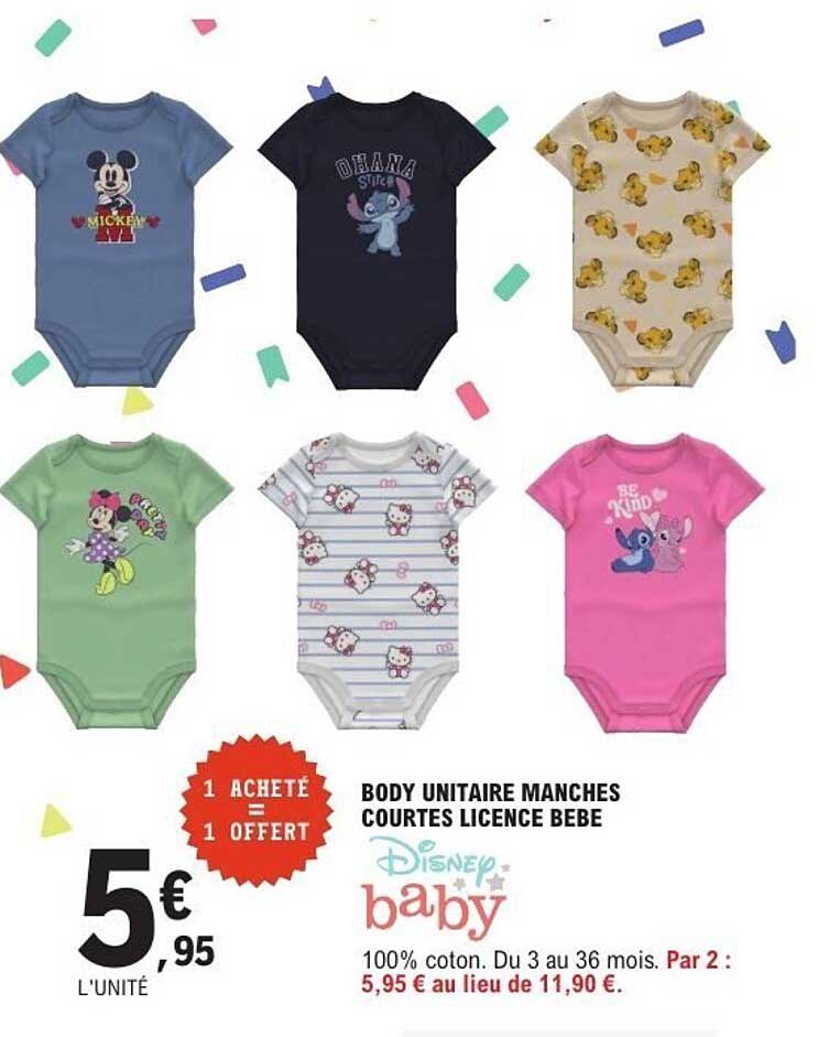 BODY UNITAIRE MANCHES COURTES LICENCE BEBE