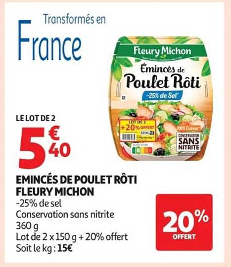 Promo Filet De Poulet RĂ´ti Fleury Michon chez Auchan - 123Catalogue.fr