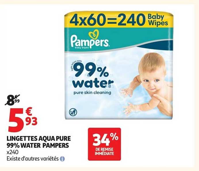 LINGETTES AQUA PURE 99% WATER PAMPERS