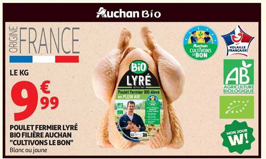 Promo Poulet Fermier Lyré Label Rouge Filière Auchan 