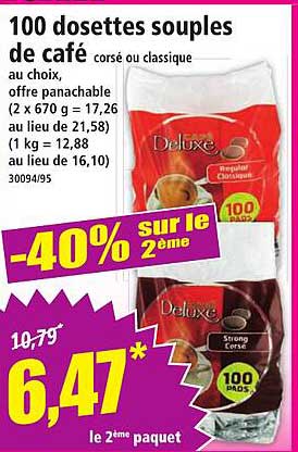 100 dosettes souples de café cory ou classique