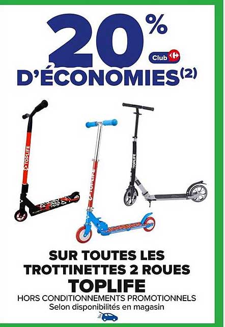 20 % d’économies sur toutes les trottinettes 2 roues TOPLIFE