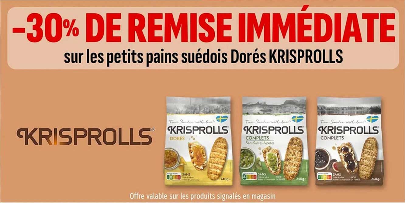 -30% DE REMISE IMMÉDIATE sur les petits pains suédois Dorés KRISPROLLS
