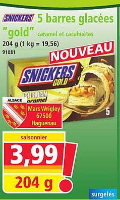 5 barres glacées "gold" caramel et cacahuètes