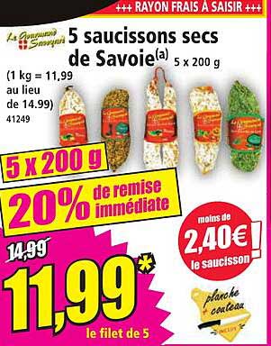5 saucissons secs de Savoie