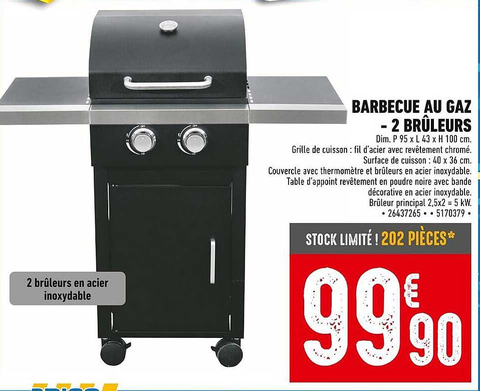 BARBECUE AU GAZ - 2 BRÛLEURS