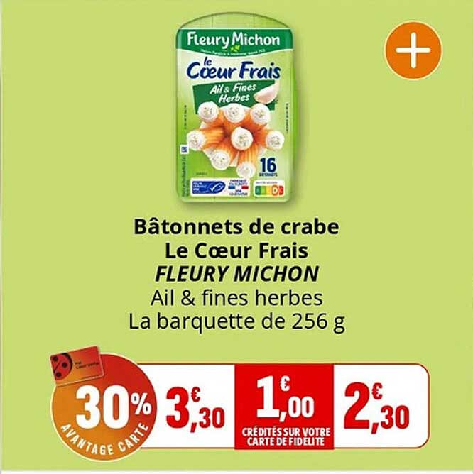 Bâtonnets de crabe Le Cœur Frais FLEURY MICHON Ail & fines herbes