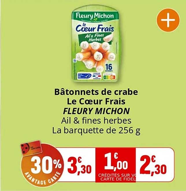 Bâtonnets de crabe Le Cœur Frais FLEURY MICHON Ail & fines herbes