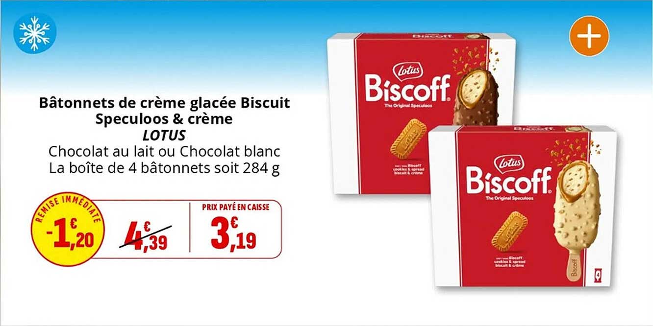 Bâtonnets de crème glacée Biscuit Speculoos & crème LOTUS