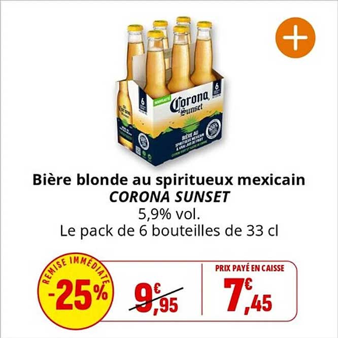 Bière blonde au spiritueux mexicain CORONA SUNSET