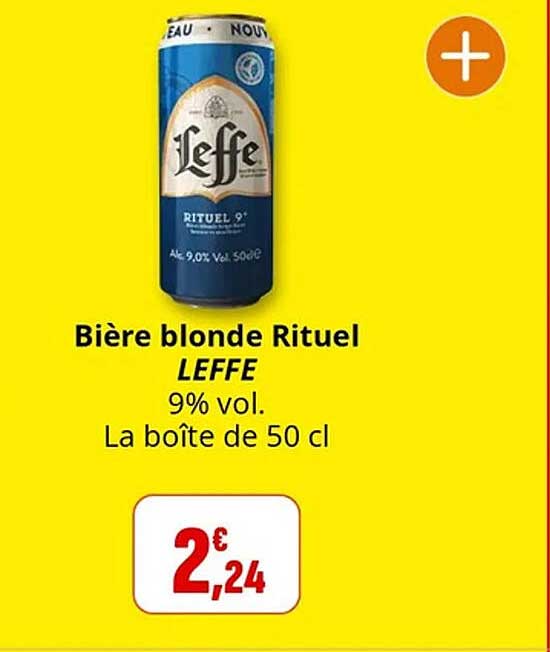 Bière blonde Rituel LEFFE 9% vol. La boîte de 50 cl
