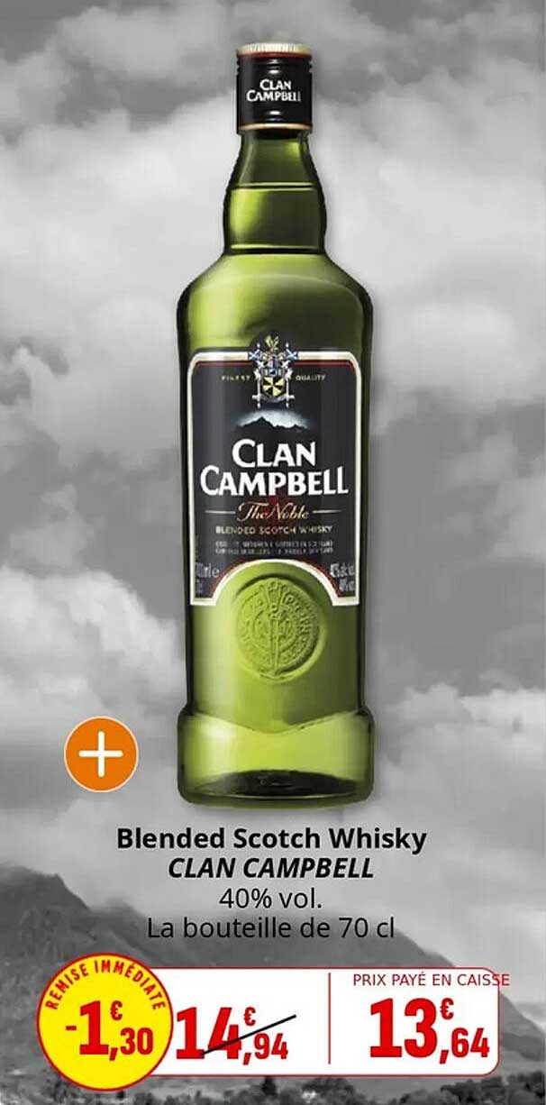 Blended Scotch Whisky CLAN CAMPBELL 40% vol. La bouteille de 70 cl