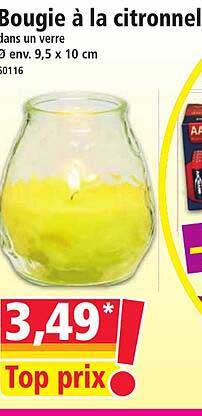 Bougie à la citronnelle dans un verre