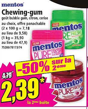 Chewing-gum Mentos -50% sur la 2ème