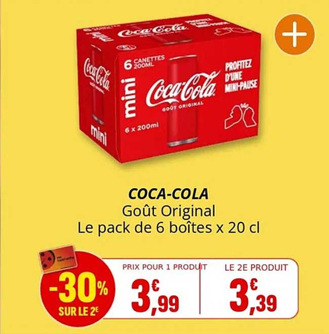 Coca-Cola Goût Original Le pack de 6 boîtes x 20 cl