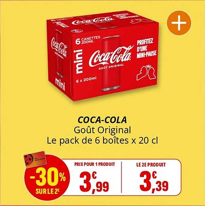 COCA-COLA Goût Original Le pack de 6 boîtes x 20 cl