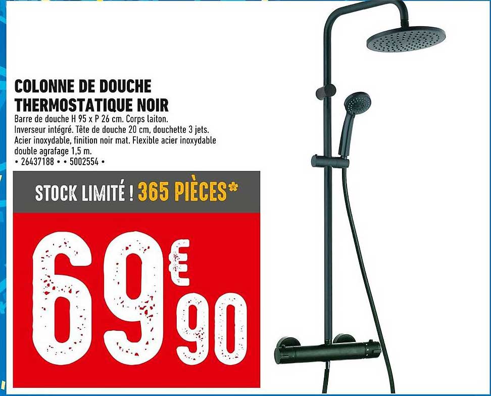 COLONNE DE DOUCHE THERMOSTATIQUE NOIR