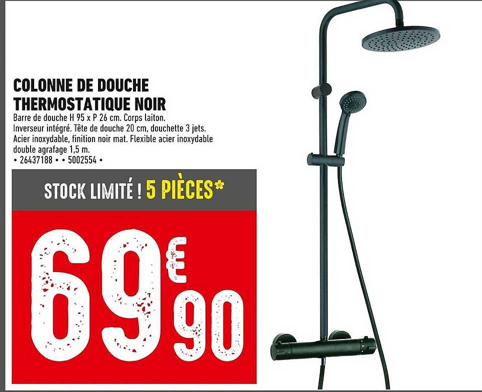 COLONNE DE DOUCHE THERMOSTATIQUE NOIR