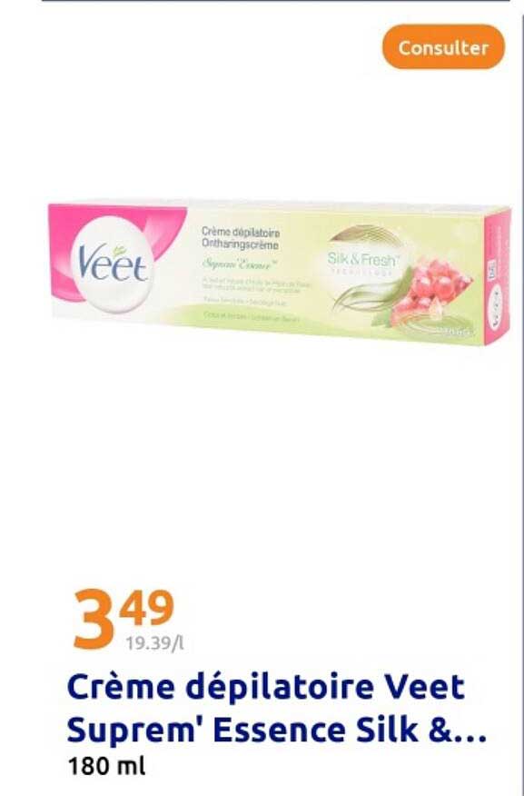 Crème dépilatoire Veet Suprem' Essence Silk & Fresh 180 ml