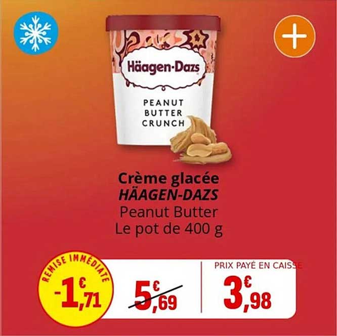 Crème glacée HÄAGEN-DAZS Peanut Butter Le pot de 400 g