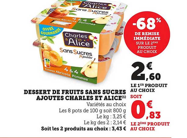 DESSERT DE FRUITS SANS SUCRES AJOUTÉS CHARLES ET ALICE
