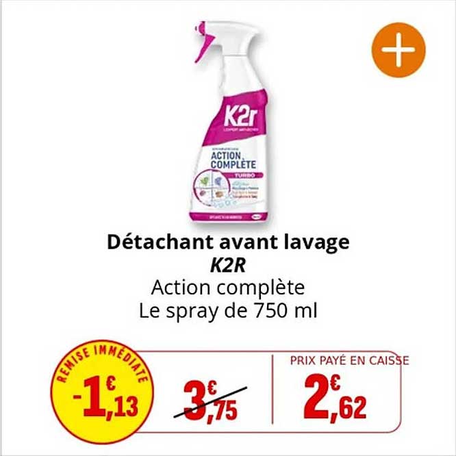 Détachant avant lavage K2R Action complète Le spray de 750 ml