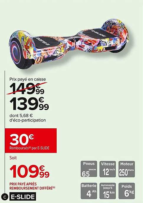 E-SLIDE Hoverboard - Prix spécial chez Carrefour