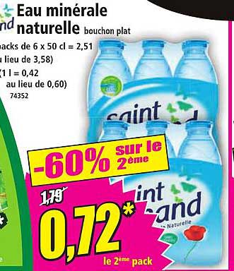 Eau minérale naturelle bouchon plat