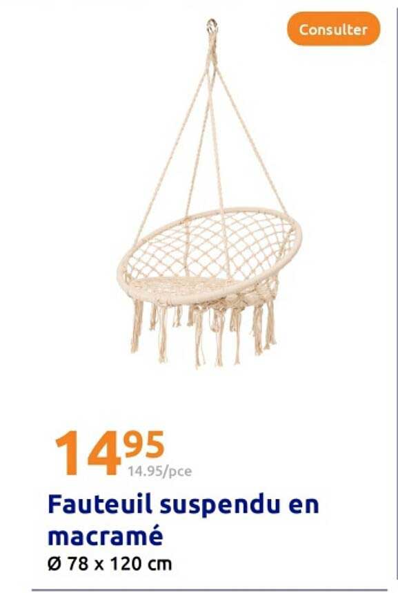 Fauteuil suspendu en macramé
