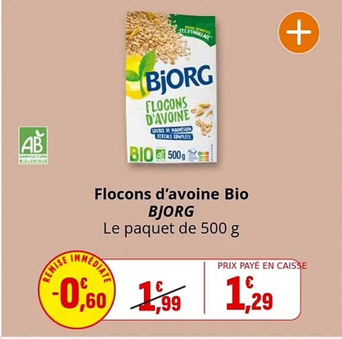 Flocons d'avoine Bio BJORG Le paquet de 500 g
