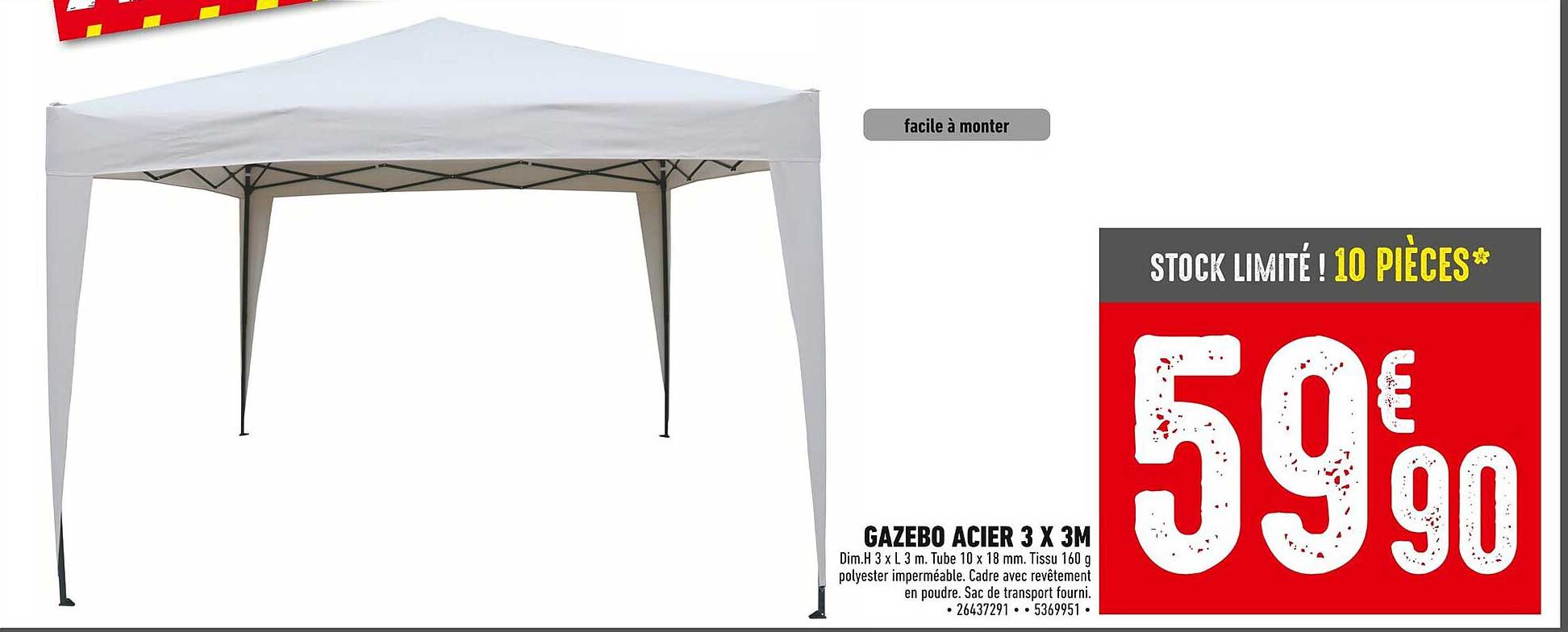 GAZEBO ACIER 3 X 3M