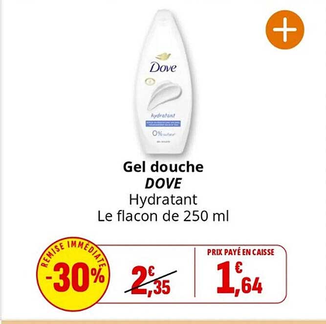 Gel douche DOVE Hydratant Le flacon de 250 ml