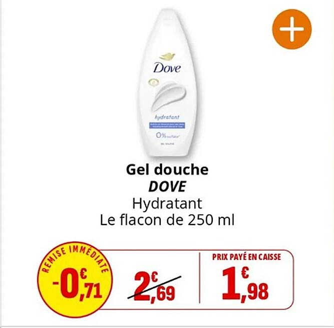 Gel douche DOVE Hydratant Le flacon de 250 ml