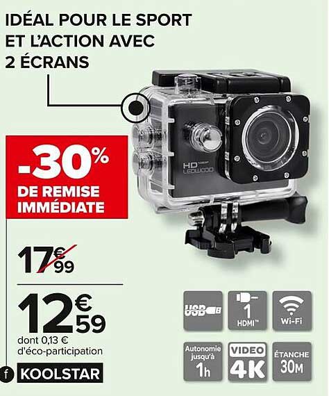 IDÉAL POUR LE SPORT ET L’ACTION AVEC 2 ÉCRANS